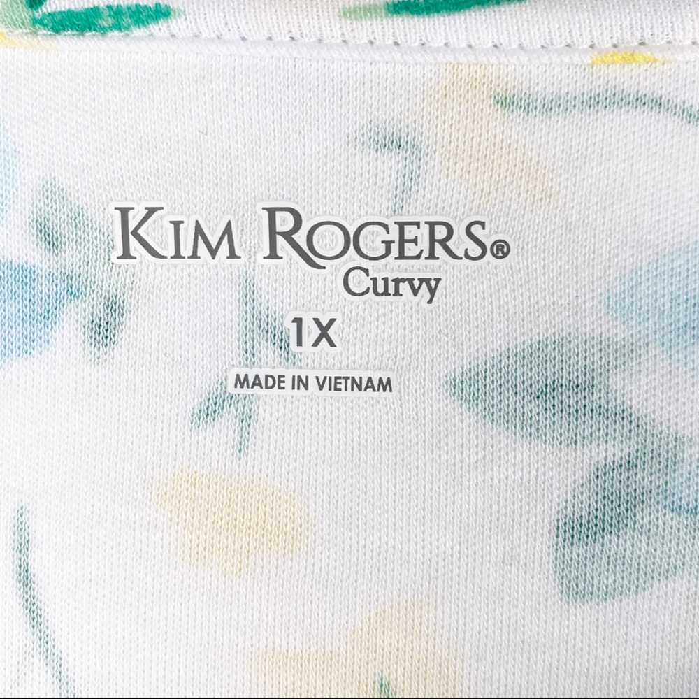 KIM ROGERS 100% Cotton Floral Polka Dot Bow Cuff Curvy Top 1X Casual Spring Boho - Picture 3 of 7